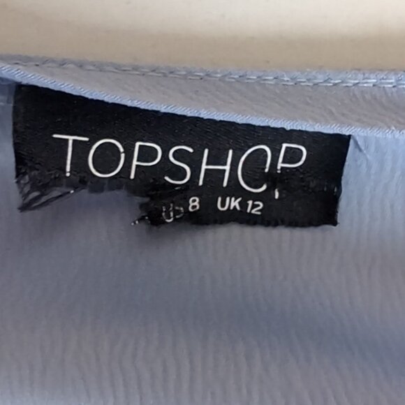 Topshop Periwinkle Slit Bell Sleeve Top VNeck Boxy Tunic Blouse Womens Size 8 - Picture 12 of 12